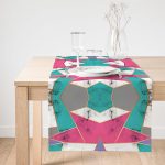 Realhomes Geometrik Şekilli Mermer Baskılı Modern Özel Tasarım Süet Runner Realhomes