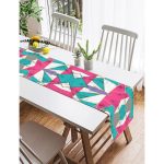 Realhomes Geometrik Şekilli Mermer Baskılı Modern Özel Tasarım Süet Runner Realhomes