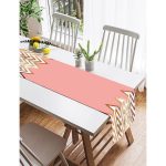 Realhomes Gold ve Pembe Renkli Mermer Desenli Modern Süet Runner Realhomes