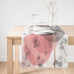 Realhomes Geometrik Mermer Desenli Dijital Baskılı Süet Runner Realhomes