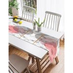 Realhomes Geometrik Mermer Desenli Dijital Baskılı Süet Runner Realhomes