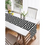 Realhomes Mermer Zeminli Siyah Geometrik Desenli Modern Özel Tasarım Süet Runner Realhomes