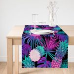 Realhomes Lacivert Tropikal Desenli Dijital Baskılı Özel Tasarım Süet Runner Realhomes