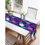 Realhomes Lacivert Tropikal Desenli Dijital Baskılı Özel Tasarım Süet Runner Realhomes