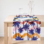 Realhomes Renkli Palmiyeler Özel Tasarım Dekoratif Özel Tasarım Süet Runner Realhomes