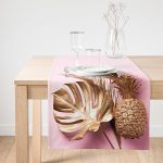 Realhomes 3D Yaprak ve Ananas Desenli Özel Tasarım Süet Runner Realhomes