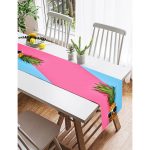 Realhomes Mavi Pembe Ananas Desenli Modern Özel Tasarım Süet Runner Realhomes