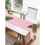 Realhomes Pembe Zeminde Yaprak Modern Tasarımlı Dekoratif Süet Runner Realhomes