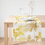 Realhomes Altın Renkte Palmiyeler Özel Tasarım Süet Runner Realhomes