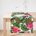 Realhomes Yaz Meyveleri Watercolor Serisi Modern Özel Tasarım Süet Runner Realhomes