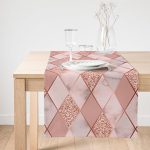 Realhomes Pudra Renkli Üçgen Zeminli Modern Özel Tasarım Süet Runner Realhomes