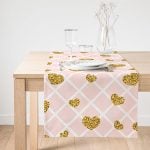 Realhomes Damalı Pudra Renkli Altın Kalpler Özel Tasarım Süet Runner Realhomes