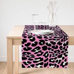 Realhomes Pembe Renkli Leopar Desenli Modern Özel Tasarım Süet Runner Realhomes
