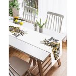 Realhomes Beyaz Zeminde 3D Ananas Özel Tasarımlı Süet Runner Realhomes