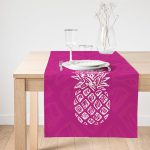 - SuetRunner-3221-Gorsel1 - Realhomes  Realhomes Fuşya Zeminde Ananas Desenli Modern Tasarım Süet Runner Realhomes