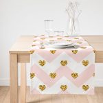 Realhomes Pembe Zigzag Desenli Altın Detaylı Modern Özel Tasarım Süet Runner Realhomes