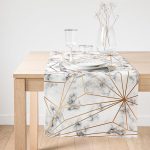 Realhomes Mermer Zeminde Altın Geometrik Şekiller Özel Tasarımlı Süet Runner Realhomes