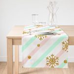 Realhomes Pembe Mavi Zeminde Kar Tanesi Detaylı Modern Özel Tasarım Süet Runner Realhomes