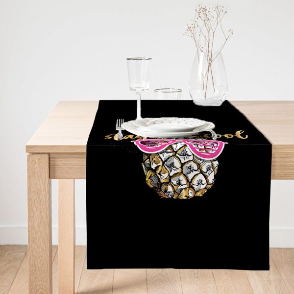 Realhomes Geometrik Şekilli Altın Detaylı Modern Özel Tasarım Süet Runner Realhomes