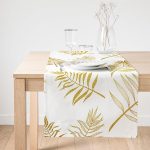 - SuetRunner-3230-Gorsel1 - Realhomes  Realhomes Altın Detaylı 3D Yaprak Desenli Modern Özel Tasarım Süet Runner Realhomes