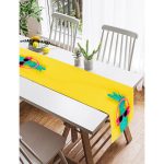 Realhomes Sarı Zeminli Ananas Detaylı Modern Özel Tasarım Süet Runner Realhomes