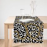 Realhomes Leopar Desenli Altın Detaylı Özel Tasarım Modern Özel Tasarım Süet Runner Realhomes