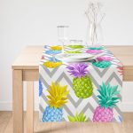 Realhomes Gri Zigzag Desenli Ananaslar Modern Özel Tasarım Süet Runner Realhomes