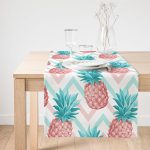 Realhomes Renkli Zeminli Ananaslar Özel Tasarım Süet Runner Realhomes