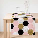 Realhomes Geometrik Petek Desenli Altın Detaylı Modern Özel Tasarım Süet Runner Realhomes