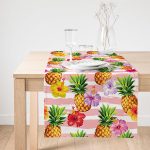 Realhomes Pembe Zeminli Ananaslar Özel Tasarım Süet Runner Realhomes