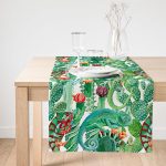 Realhomes Tropikal Orman Tasarımlı Dijital Baskılı Özel Tasarım Süet Runner Realhomes