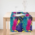 Realhomes Sarı Zeminde Tropikal Orman Tasarımlı Modern Özel Tasarım Süet Runner Realhomes