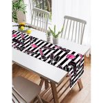 Realhomes Siyah Çizgili Popart Makeup Desenli Dekoratif Özel Tasarım Süet Runner Realhomes