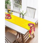 Realhomes Sarı Zeminli Popart Girl Desenli Dekoratif Özel Tasarım Süet Runner Realhomes