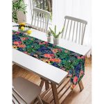 Realhomes Lacivert Zeminli Leopar Özel Tasarım Dekoratif Süet Runner Realhomes