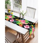 Realhomes Watercolor Çiçek ve Kuş Motifli Özel Tasarım Süet Runner Realhomes