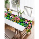 Realhomes Lacivert Zeminli Tropikal Desenli Dijital Baskılı Özel Tasarım Süet Runner Realhomes