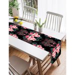 Realhomes Siyah Zeminde Lilyum ve Flamingo Özel Tasarım Süet Runner Realhomes