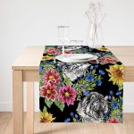 - SuetRunner-3318-Gorsel1 - Realhomes  Realhomes Siyah Zeminde Leopar ve Çiçekler Özel Tasarım Süet Runner Realhomes