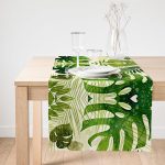 Realhomes Ekru Zeminde Amazon Yaprakları Özel Tasarım Süet Runner Realhomes