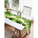 Realhomes Ekru Zeminde Amazon Yaprakları Özel Tasarım Süet Runner Realhomes