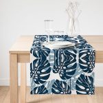 - SuetRunner-3337-Gorsel1 - Realhomes  Realhomes Mavi Renkli Palmiye Yaprakları Dijital Baskılı Süet Runner Realhomes