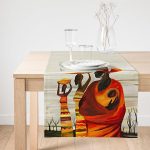 - SuetRunner-3341-Gorsel1 - Realhomes  Realhomes Afrikan Yağlı Boya Çizimli 3D Dekoratif Özel Tasarım Süet Runner Realhomes