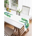 Realhomes Suluboya Kaktüs Çizimli Modern Tasarım 3D Süet Runner Realhomes