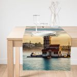 Realhomes Kız Kulesi Dijital Baskılı Dekoratif Süet Runner Realhomes