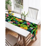 Realhomes Siyah Zeminli Geometrik Yapraklar Desenli Özel Tasarım Süet Runner Realhomes