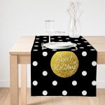 Realhomes Siyah Zeminde Sweet Holiday Tasarımlı Dijital Baskılı Süet Runner Realhomes