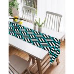 Realhomes Mavi Çizgili Siyah Beyaz Desenli Dekoratif Özel Tasarım Süet Runner Realhomes