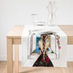 Realhomes Mutluluk Manzarası Suluboya Çizimli Özel Tasarım Dekoratif Süet Runner Realhomes