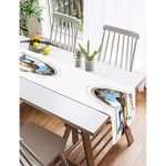 Realhomes Mutluluk Manzarası Suluboya Çizimli Özel Tasarım Dekoratif Süet Runner Realhomes